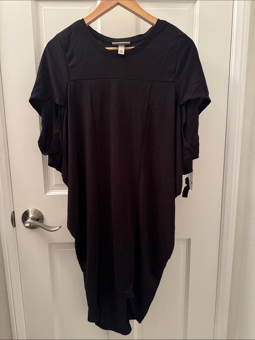Doo.Ri Black Draped Asymmetrical Short Sleeve Dress